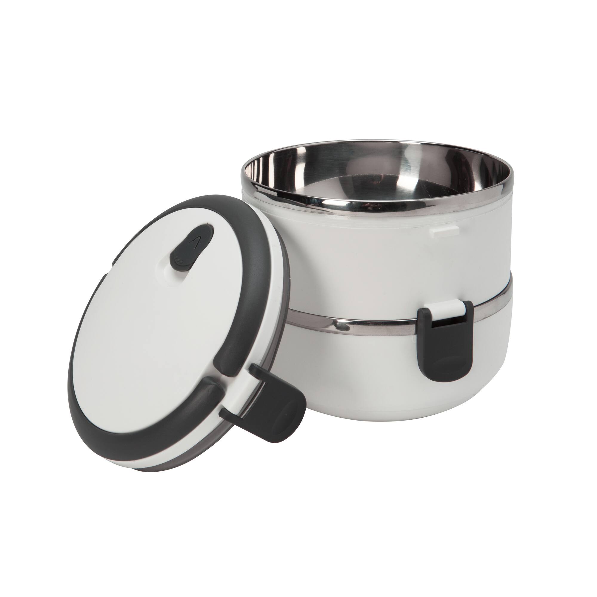 Kitchen Details 2-Tier White Insulated Stainless Steel Lunch Box